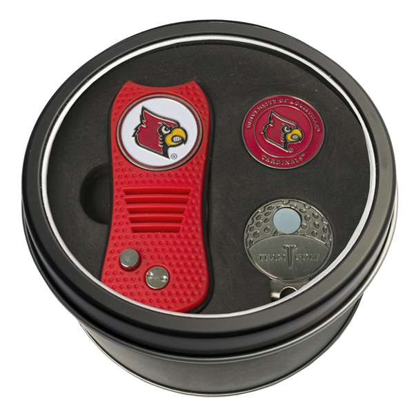 Louisville Cardinals Golf Tin Set - Switchblade, Cap Clip, Marker 24257   