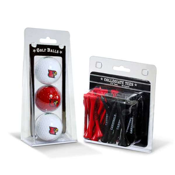 Louisville Cardinals 3 Ball Pack and 50 Tee Pack  