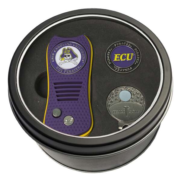 East Carolina University Pirates Golf Tin Set - Switchblade, Cap Clip, Marker 24657   