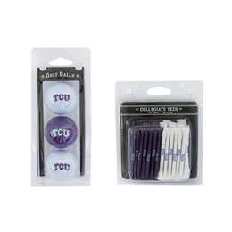 Texas Christian TCU Horned Frogs 3 Ball Pack and 50 Tee Pack