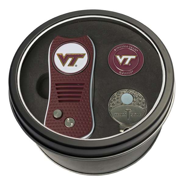 Virginia Tech Hokies Golf Tin Set - Switchblade, Cap Clip, Marker 25557   