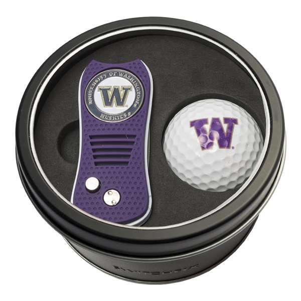 Washington Huskies Golf Tin Set - Switchblade, Golf Ball   