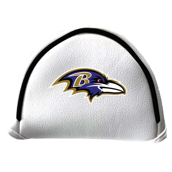 Baltimore Ravens Putter Cover - Mallet (White) - Printed Black