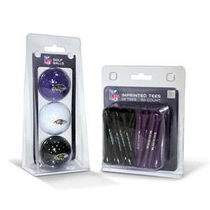 Baltimore Ravens 3 Ball Pack and 50 Tee Pack  