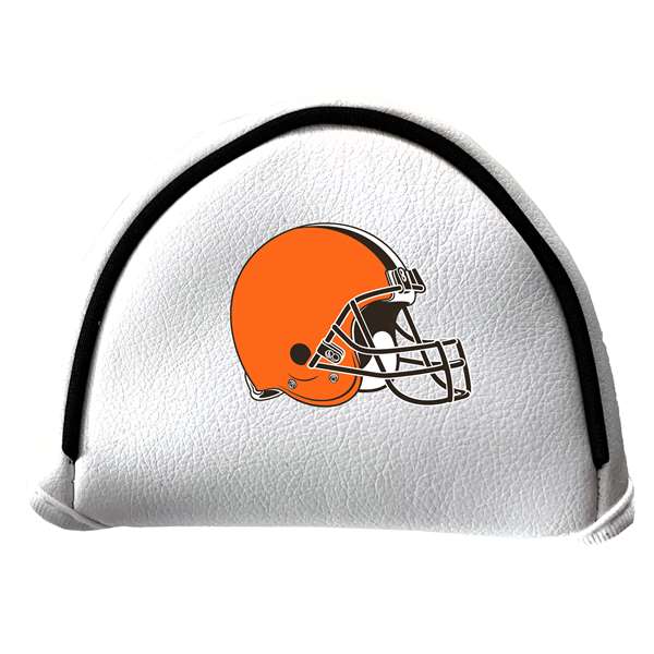 Cleveland Browns Putter Cover - Mallet (White) - Printed Black