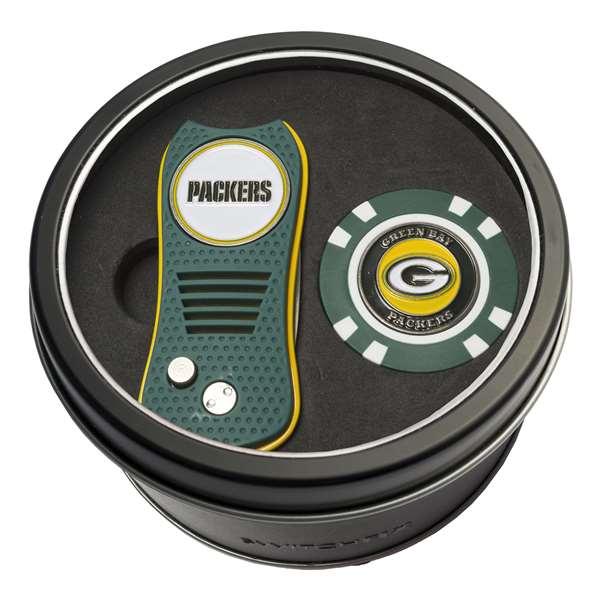 Green Bay Packers Golf Tin Set - Switchblade, Golf Chip   