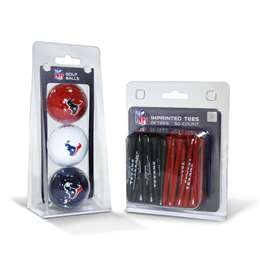 Houston Texans  3 Golf Balls And 50 Golf Tees