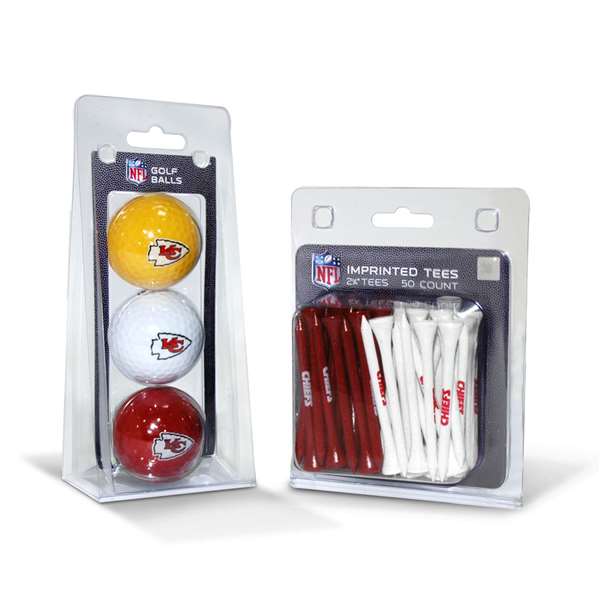 Kansas City Chiefs  3 Golf Balls And 50 Golf Tees