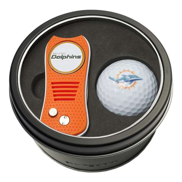 Miami Dolphins Golf Tin Set - Switchblade, Golf Ball   