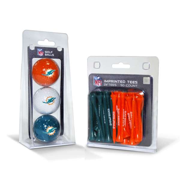 Miami Dolphins  3 Golf Balls And 50 Golf Tees