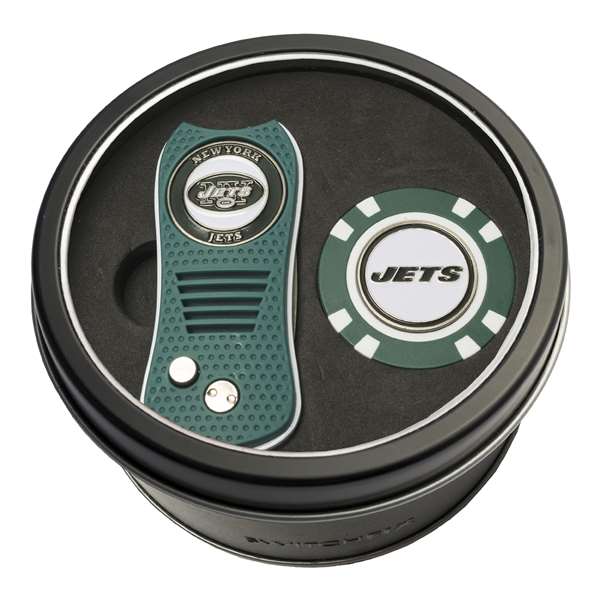 New York Jets Golf Tin Set - Switchblade, Golf Chip   