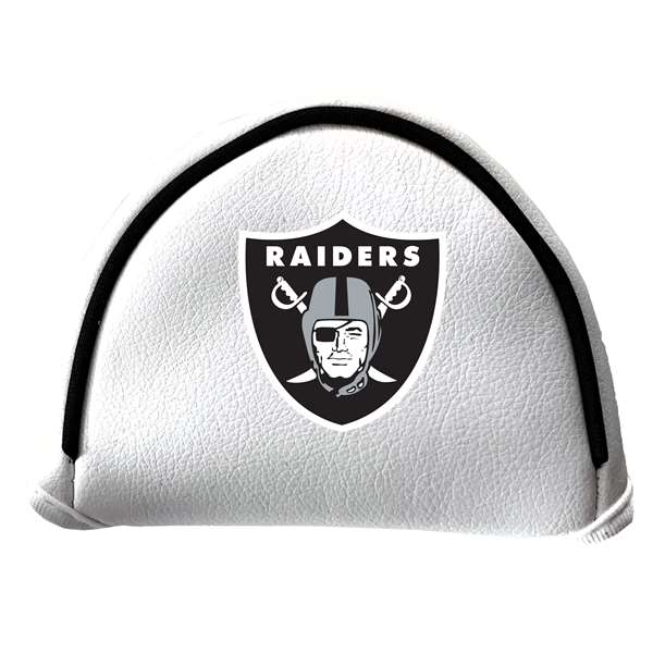 Las Vegas Raiders Putter Cover - Mallet (White) - Printed Black