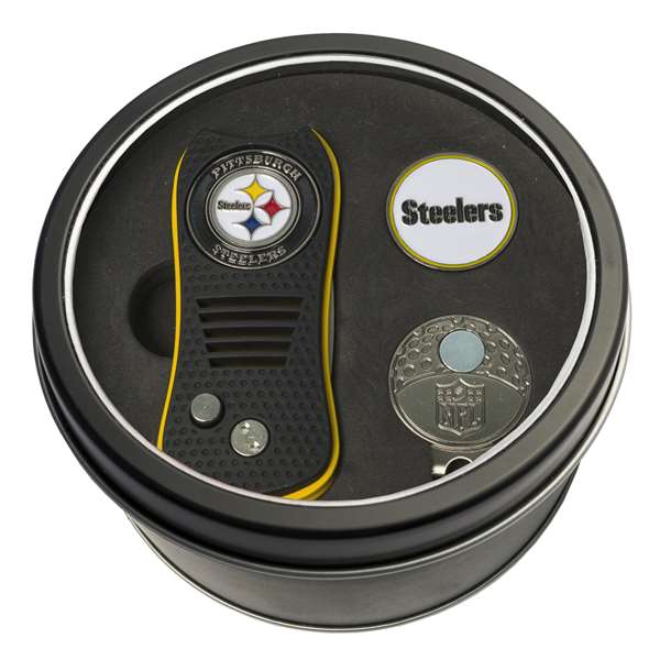 Pittsburgh Steelers Golf Tin Set - Switchblade, Cap Clip, Marker 32457   