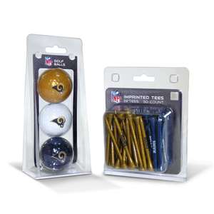 Los Angeles Rams 3 Ball Pack and 50 Tee Pack  