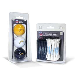 Los Angeles Chargers 3 Ball Pack and 50 Tee Pack  