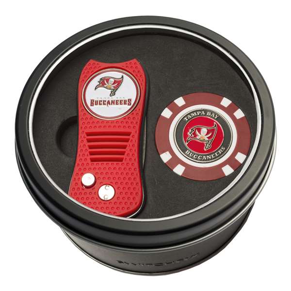 Tampa Bay Buccaneers Golf Tin Set - Switchblade, Golf Chip   