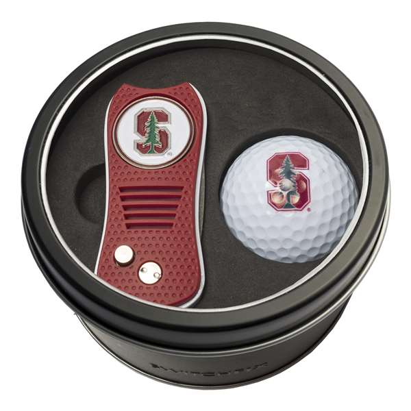 Stanford University Cardinal Golf Tin Set - Switchblade, Golf Ball   