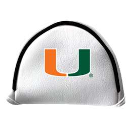 Miami Hurricanes Putter Cover - Mallet (White) - Printed Green