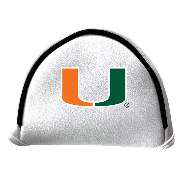 Miami Hurricanes Putter Cover - Mallet (White) - Printed Green