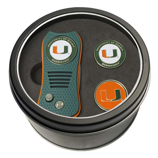 Miami Hurricanes Golf Tin Set - Switchblade, 2 Markers 47159   