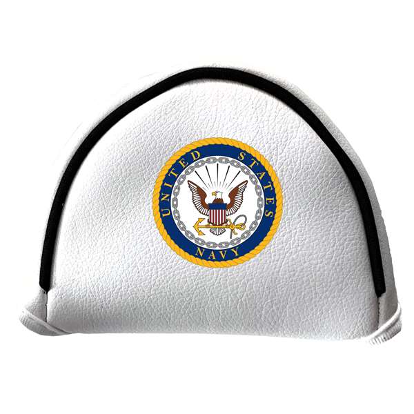 US NAVY Putter Cover - Mallet (White) - Printed Navy
