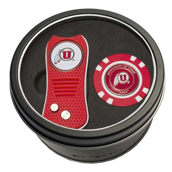 Utah Utes Golf Tin Set - Switchblade, Golf Chip   
