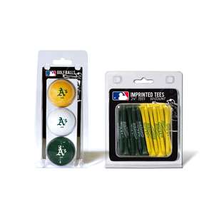 Oakland Athletics 3 Ball Pack and 50 Tee Pack  