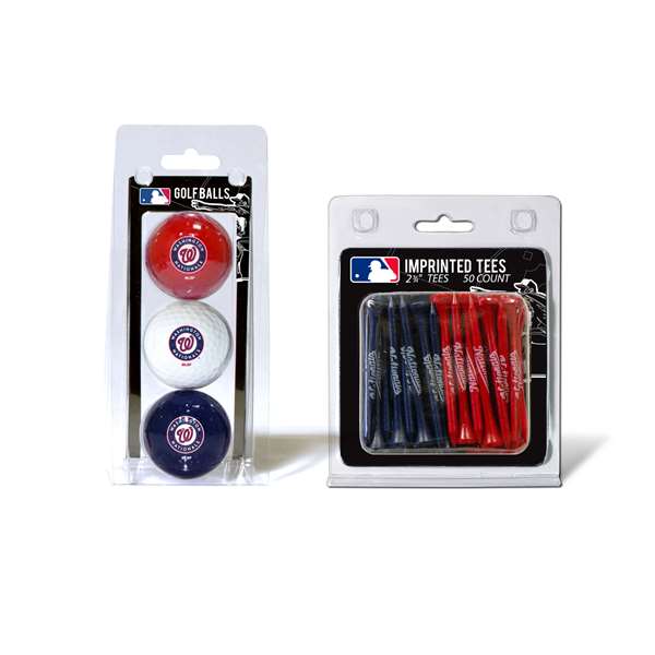 Washington Nationals  3 Golf Balls And 50 Golf Tees