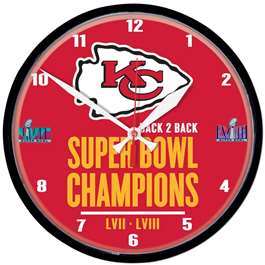 Kansas City Chiefs Super Bowl LVIII Champions Round Wall Clock 12.75 in.