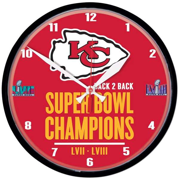Kansas City Chiefs Super Bowl LVIII Champions Round Wall Clock 12.75 in.
