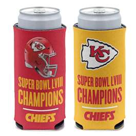 Kansas City Chiefs Super Bowl LVIII Champions 12 oz Slim Can Cooler Coozie (6 Pack)