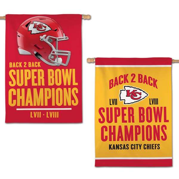 Kansas City Chiefs Super Bowl LVIII Champions 2 Sided Veritcal Banner 28X40 in.