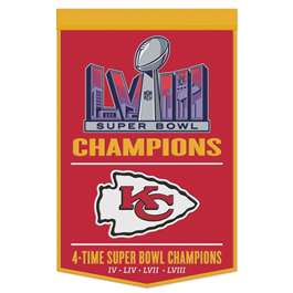 Kansas City Chiefs Super Bowl LVIII Champions Wool Banner 24X38 in.