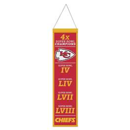 Kansas City Chiefs Super Bowl LVIII Champions Wool Banner 8 X 32 in.