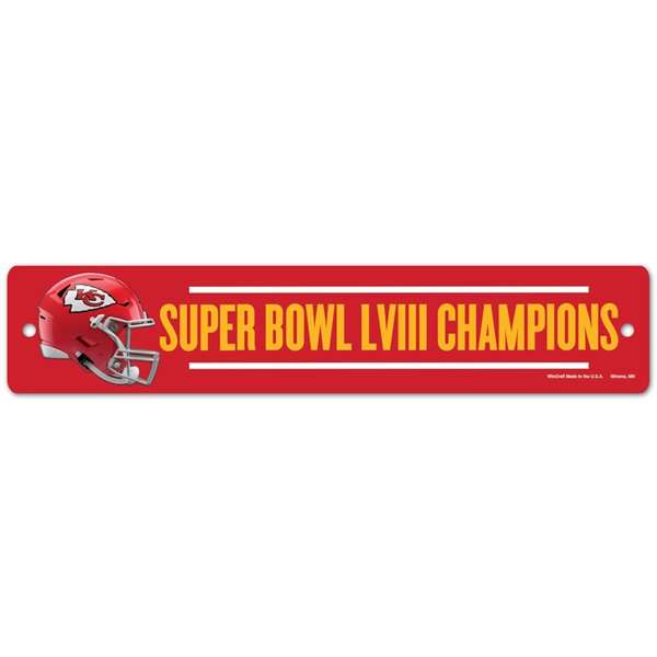 Kansas City Chiefs Super Bowl LVIII Champions Plastic Sterrt Sign 3.75X19 in.