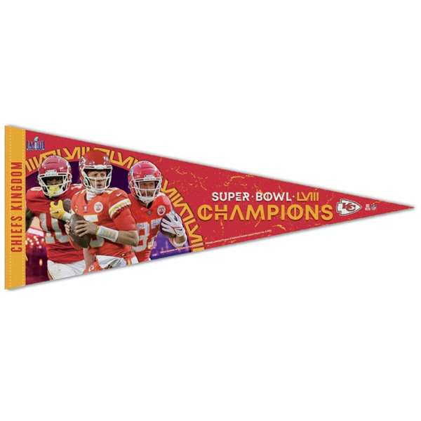 Kansas City Chiefs Super Bowl LVIII Champions Premium Pennant 12X30 in. Mahomes, Kelce, Pacheco 