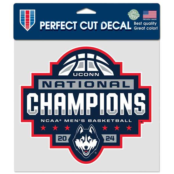 Connecticut UConn Huskies 2024 Basketball Champions Decal 8X8 (6 Pack) 