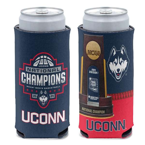 Connecticut UConn Huskies 2024 Basketball Champions 12 oz. Slim Can Cooler Coozie (6 Pack) 