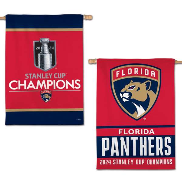 Florida Panthers 2024 Stanley Cup Champions 2 Sided Vertical Flag Banner 28X40 in. 