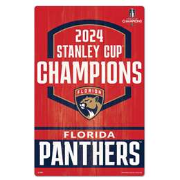 Florida Panthers 2024 Stanley Cup Champions 11X17 in. Wood Sign 