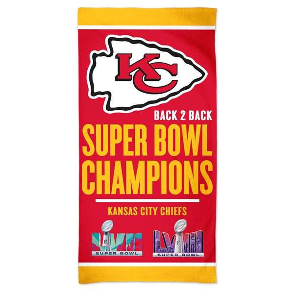 Kansas City Chiefs Super Bowl LVIII Champions Spectra Beach Towel 30X60 in.