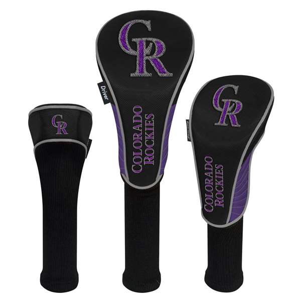 Colorado Rockies Golf Club Headcover Set of 3 (Driver,Fairway,Hybrid) 