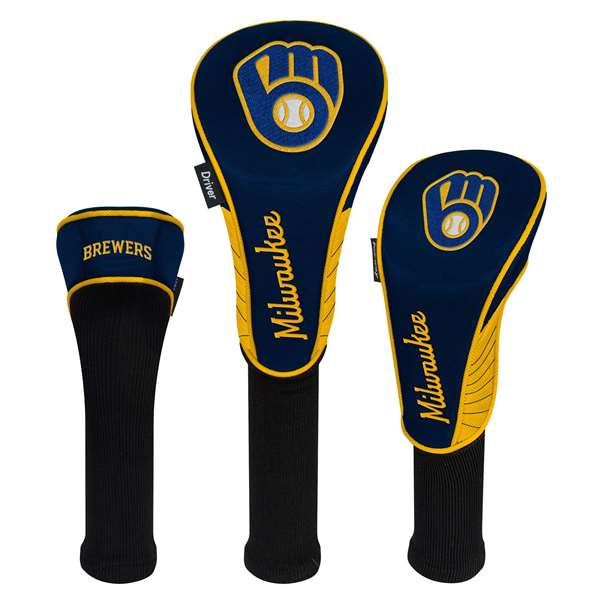 Milwaukee Brewers Golf Club Headcover Set of 3 (Driver,Fairway,Hybrid) 