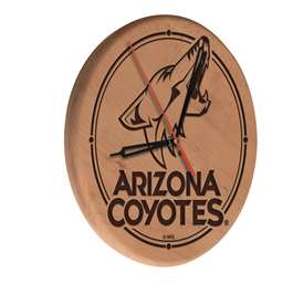 Arizona Coyotes 13 inch Solid Wood Engraved Clock