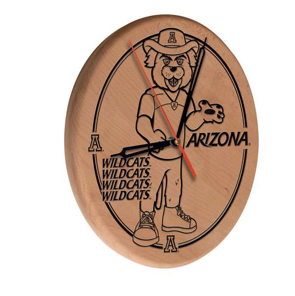 University of Arizona 13 inch Solid Wood Engraved Clock