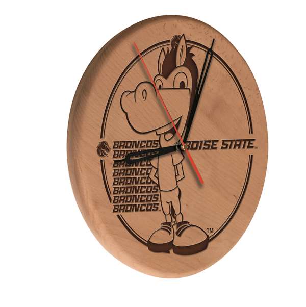 Boise State University 13 inch Solid Wood Engraved Clock