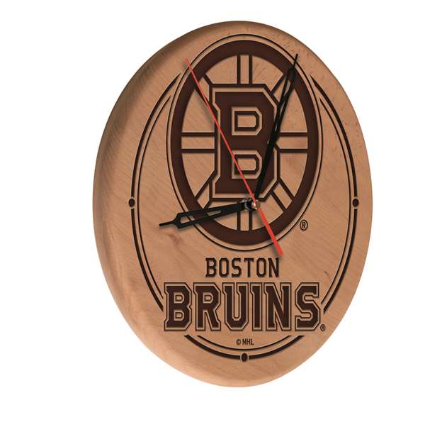 Boston Bruins 13 inch Solid Wood Engraved Clock