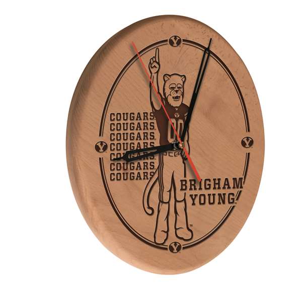 Brigham Young University 13 inch Solid Wood Engraved Clock