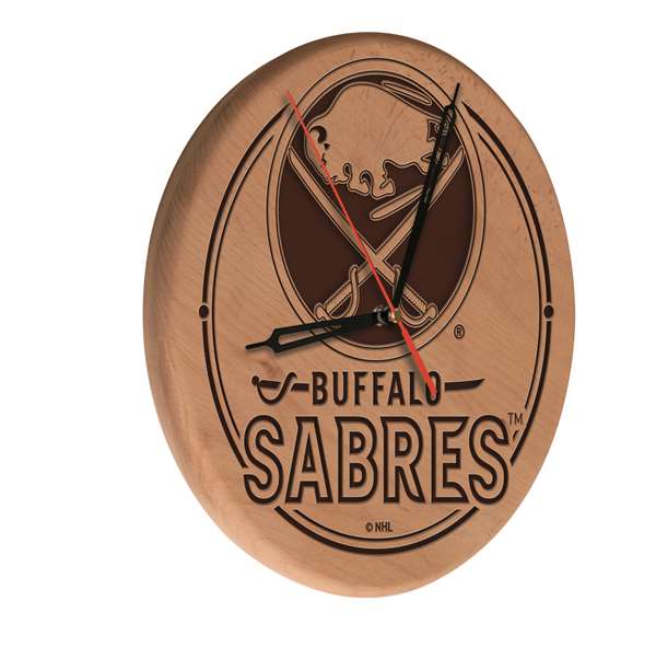 Buffalo  Sabres 13 inch Solid Wood Engraved Clock