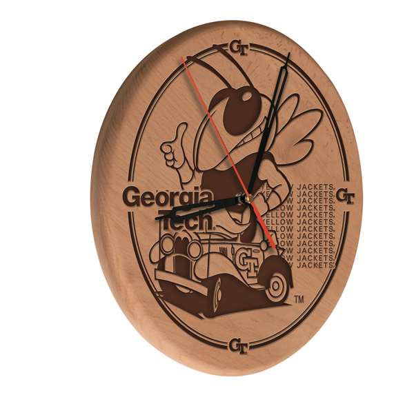 Georgia Tech 13 inch Solid Wood Engraved Clock